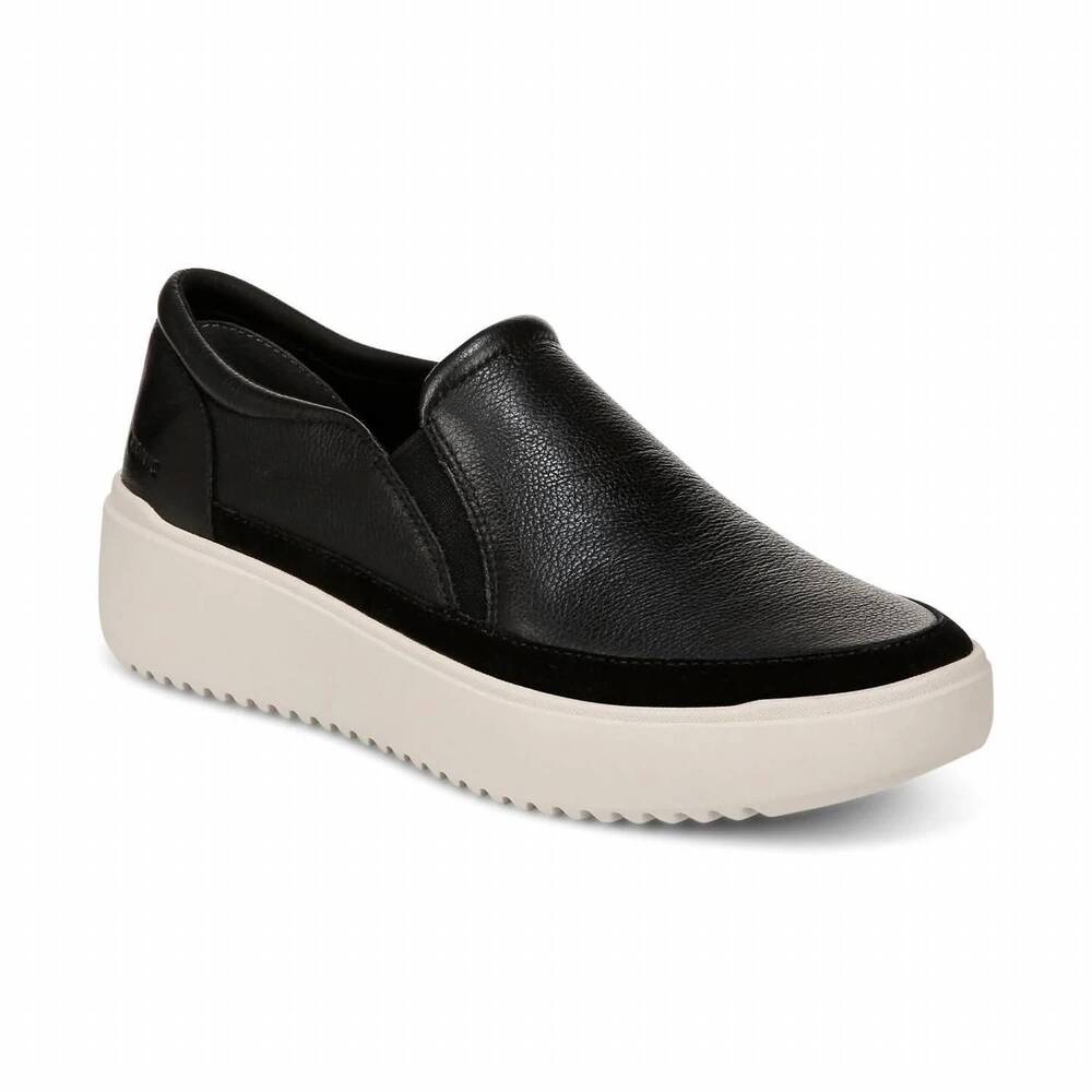 NEW VIONIC women's kearny slip on sneaker in black leather